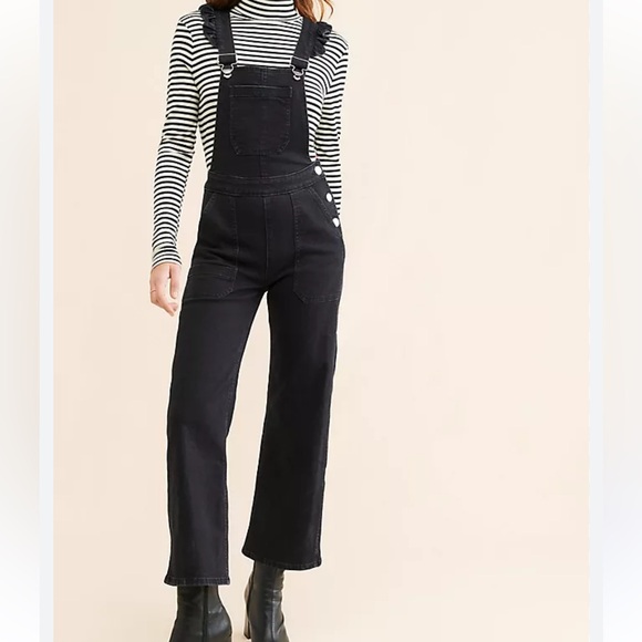 Seventy + Mochi Denim - ANTHROPOLOGIE Seventy Mochi Elodie Frill Overall Black Denim Ruffled Straps Sz4